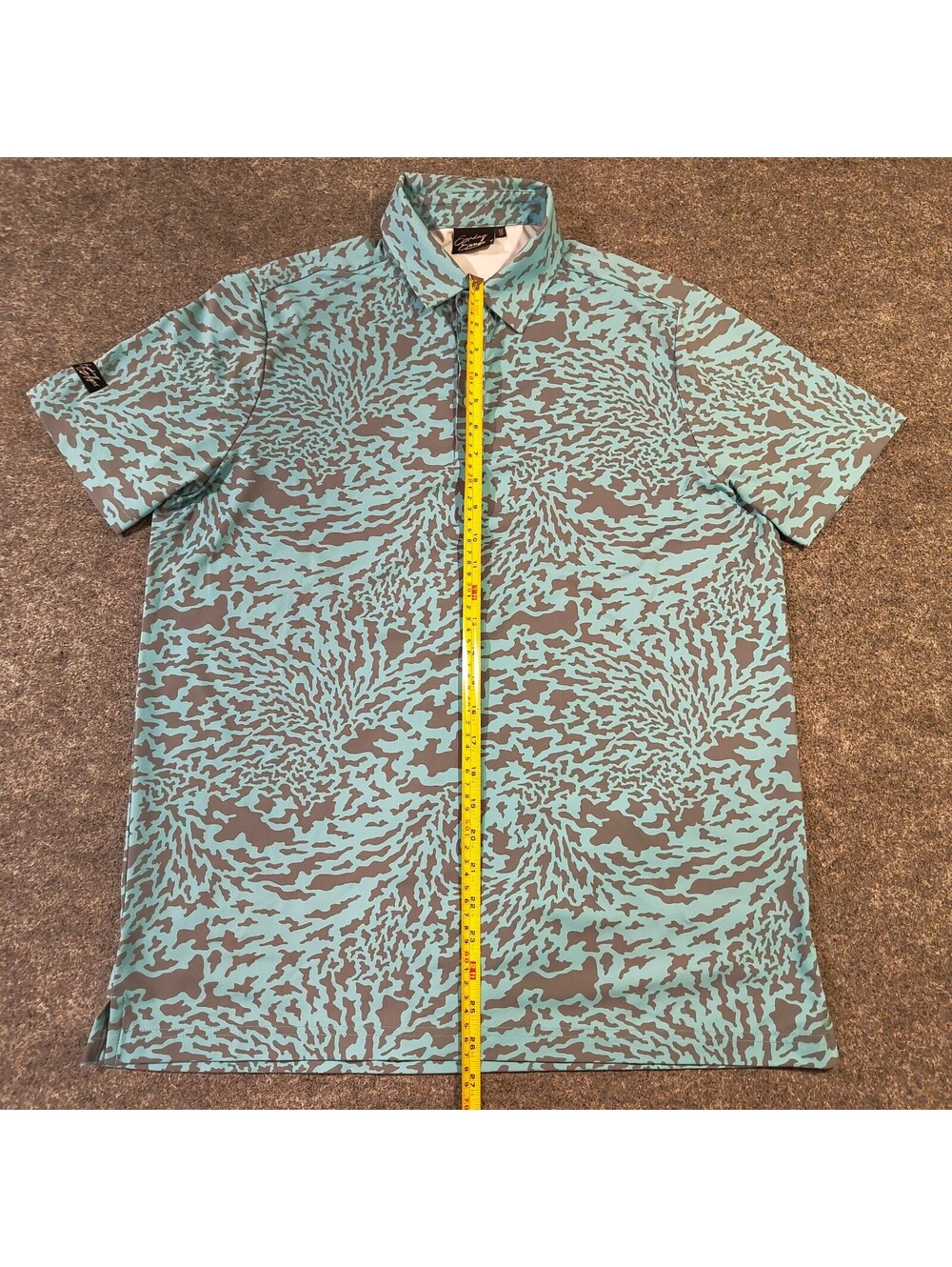 Sunday Swagger Golf Polo Shirt Men's Medium Blue Swirl Pattern Athletic Top